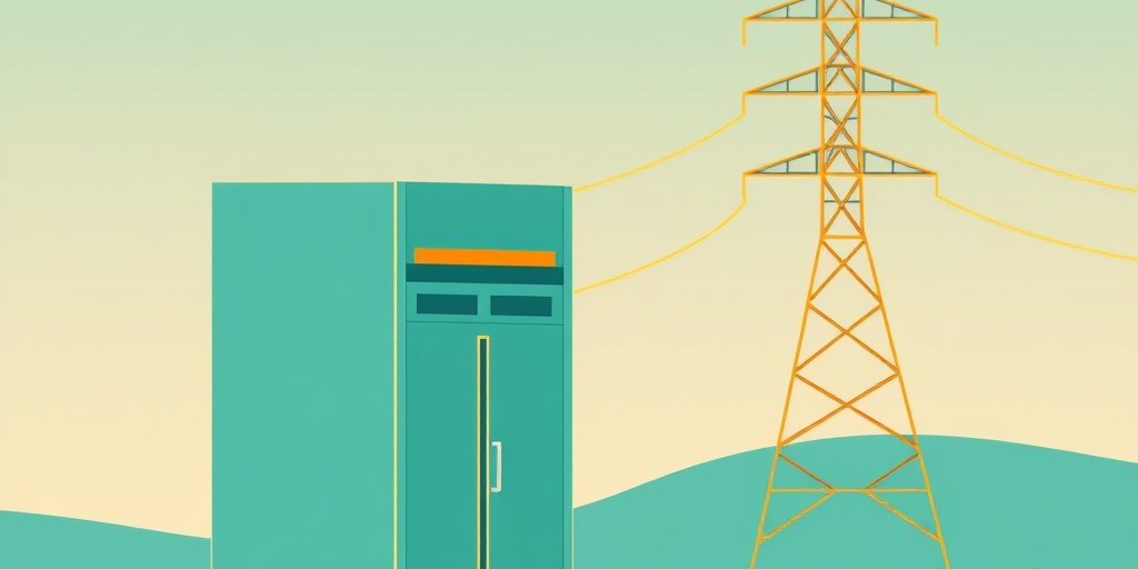 Illustration of a server building and power lines representing the common causes of website downtime in South Africa