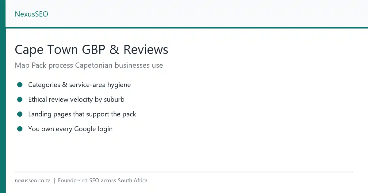 Cape Town Google Business Profile and Map Pack SEO process