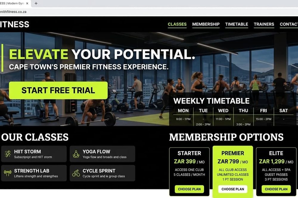 Example gym and fitness studio website designed by NexusSEO