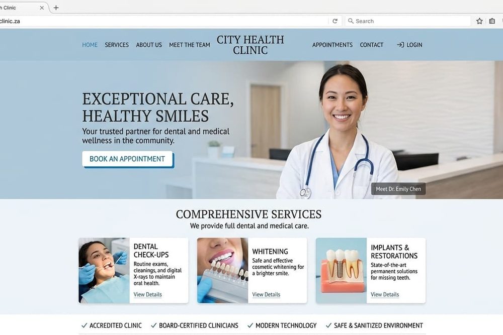 Example dental and medical clinic website designed by NexusSEO