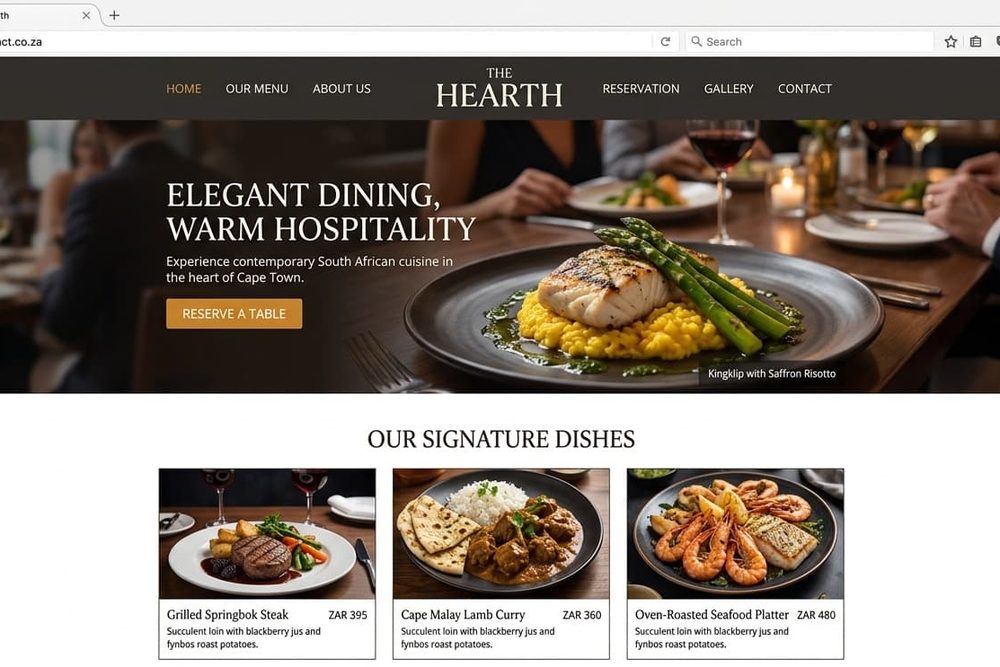 Example restaurant website designed by NexusSEO